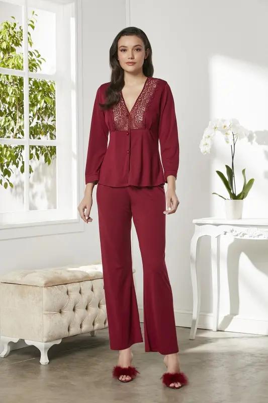 Paxta tunda tungi kiyim xalat pijama to'plam shorlar to'plam 6 dona kelin to'yi to'plami - 5045 - 6