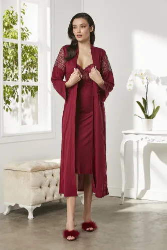 Paxta tunda tungi kiyim xalat pijama to'plam shorlar to'plam 6 dona kelin to'yi to'plami - 5045 - PIERRE CARDIN (1)