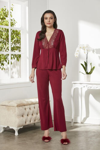 Paxta tunda tungi kiyim xalat pijama to'plam shorlar to'plam 6 dona kelin to'yi to'plami - 5045 - 8