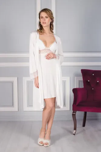 Paxta tunika xalat pijama to'plami shortik to'plami 6 dona to'yga kelin mehr to'plami - 5025 - PIERRE CARDIN