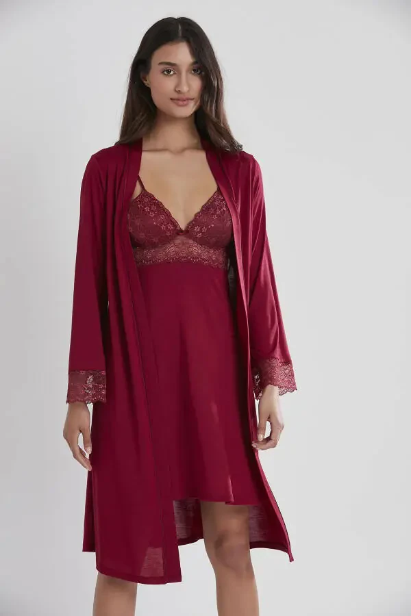 Paxta tunikasi xalat pijama to'plami shortik to'plami 6 dona kelin chayz to'plami - 5025 - 3