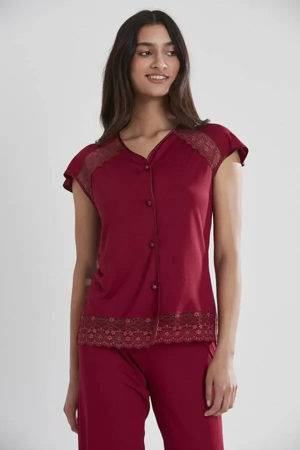 Paxta tunikasi xalat pijama to'plami shortik to'plami 6 dona kelin chayz to'plami - 5025 - 8