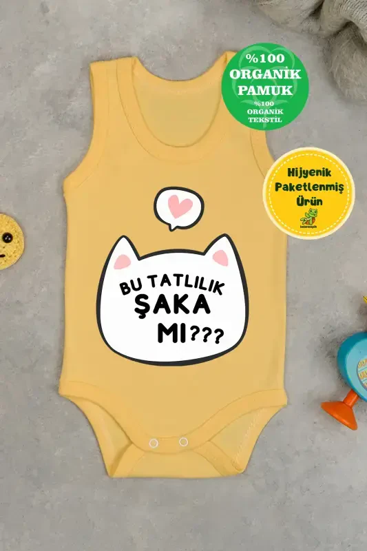 Paxtali Bu Shirinlik Hazilmi Bosmali Chiqillatma Body Zibin-Sariq - BEBETOSPIK