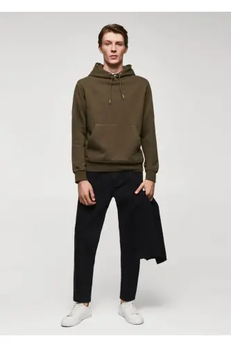 Paxtali kaputli sviter - jigarrang - MANGO MAN (1)