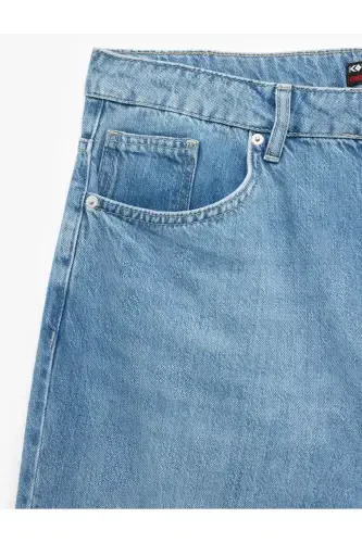 Paxtali Oʻrta Bel Choʻntak Tafsilotli Vintage Toʻgʻri Fason - 6