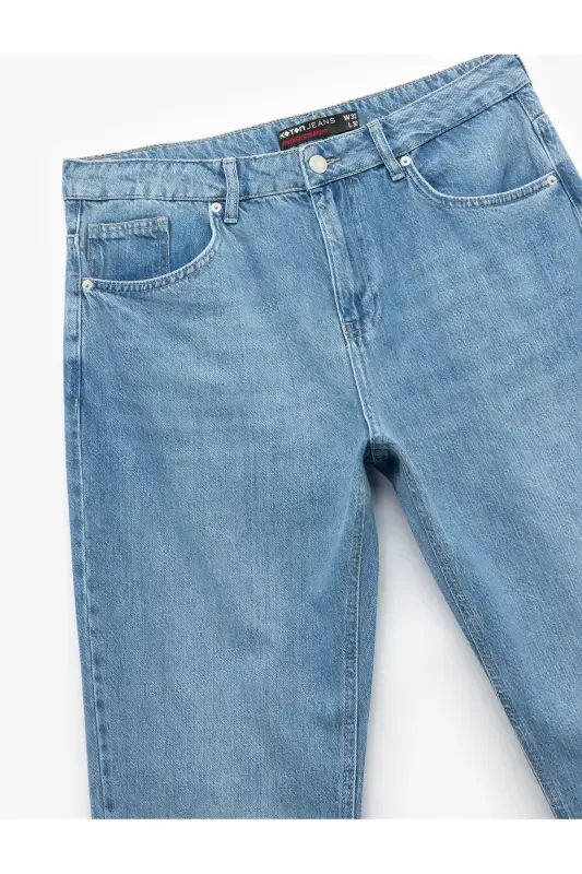 Paxtali Oʻrta Bel Choʻntak Tafsilotli Vintage Toʻgʻri Fason - 7