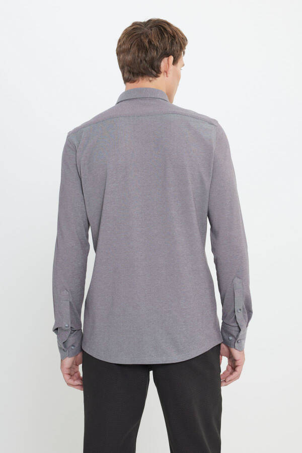 Paxtali Slim Fit Tor kesimli tugmali yoqali ko'ylak - 6