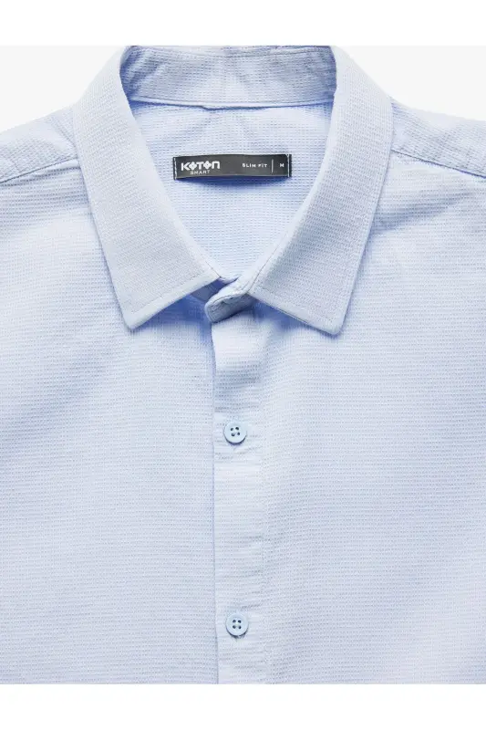 Paxtali Slim Fit uzun qisma italyan yoqali ko'ylak-Ma - 3