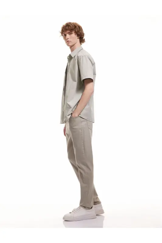 Paxtali Straight Fit Gabardin Shim - Kulrang - 2
