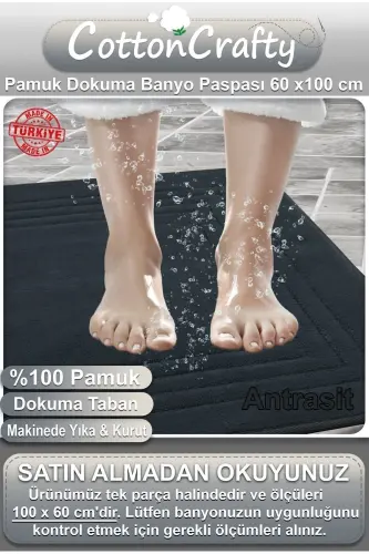 Paxtali to'qima vanna toshchasi, Vanna gilami Vera 60x100 Sm ANTRASIT - antratsit - COTTON CRAFTY (1)