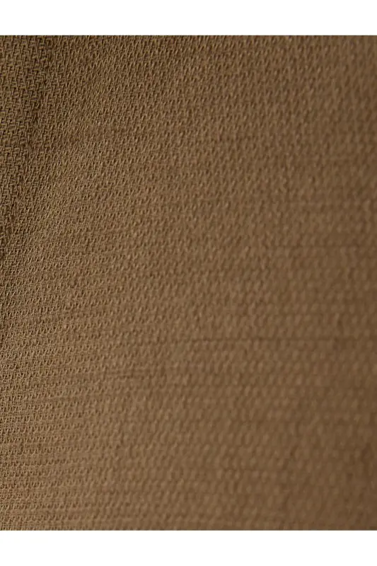 Paxtali tugmali regular fit qisqa yengli ko'ylak - Haki - 6