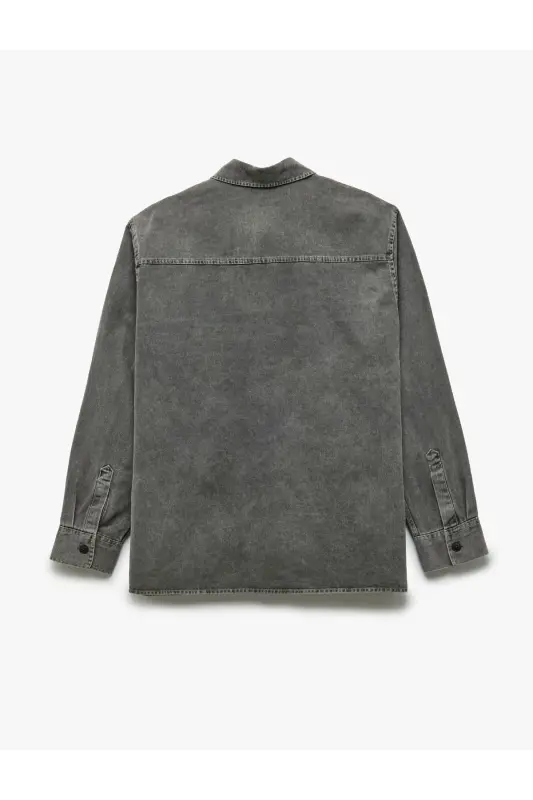 Paxtali tugmali Regular Fit yuvilgan klassik yoqa C - 4