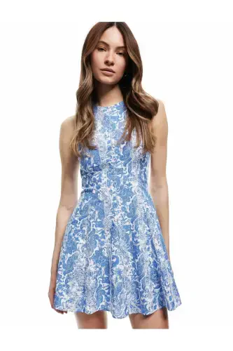 Paxtali Yengsiz Velosiped Yoqali A Kesimli Mini Gullu Ko'ylak - 1