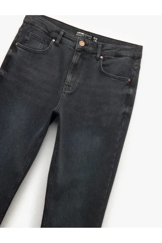 Paxtalik Oddiy Bel Slim Fit Jins Pantolon - Brad J - 5