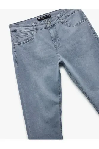 Paxtalik Oddiy Bel Slim Fit Jins Pantolon - Bred J - 6