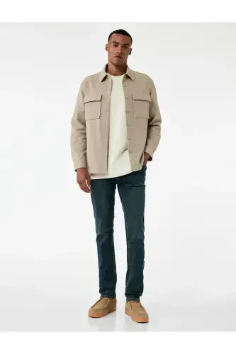 Paxtalik O'rta Bel Slim Fit Jinsi Shim - Brad J - 1