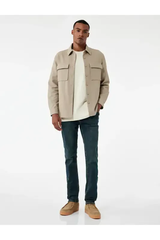 Paxtalik O'rta Bel Slim Fit Jinsi Shim - Brad J - KOTON