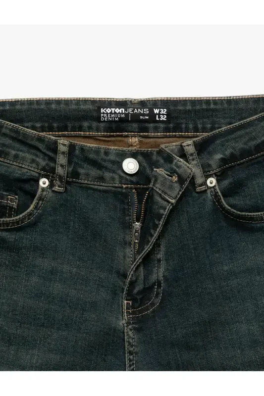 Paxtalik O'rta Bel Slim Fit Jinsi Shim - Brad J - 8