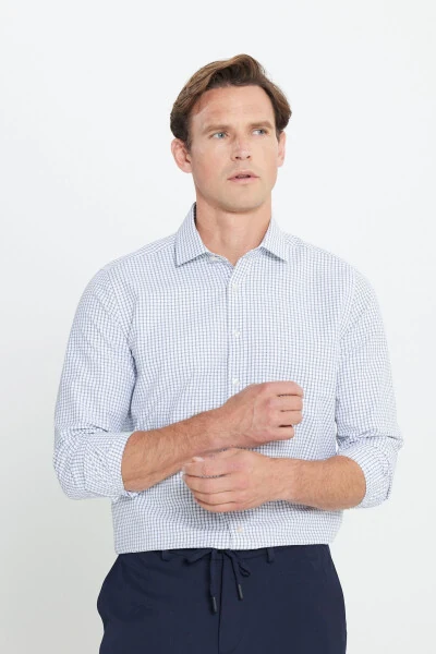 Paxtalik Oxford Slim Fit Tor Yeng Klassik Yoqali Armu - 3