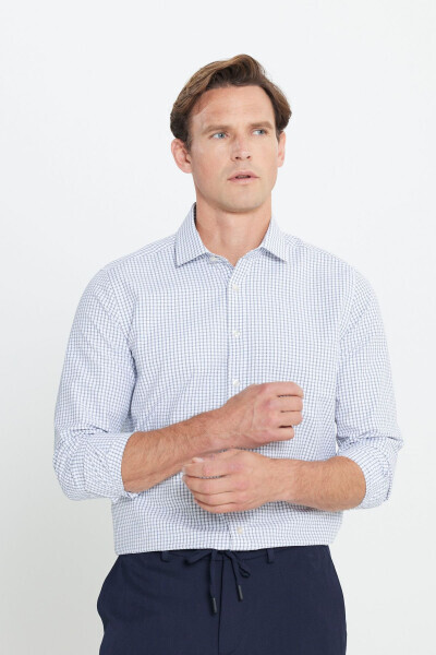 Paxtalik Oxford Slim Fit Tor Yeng Klassik Yoqali Armu - 3