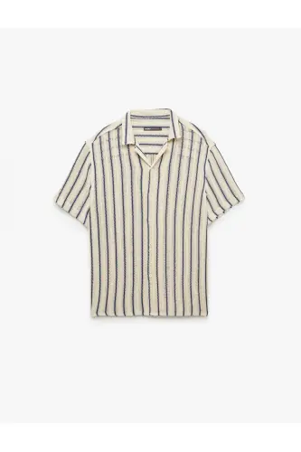 Paxtalik Regular Fit Ochiq Yoqali Tugmali Qisqa Yengli - 3