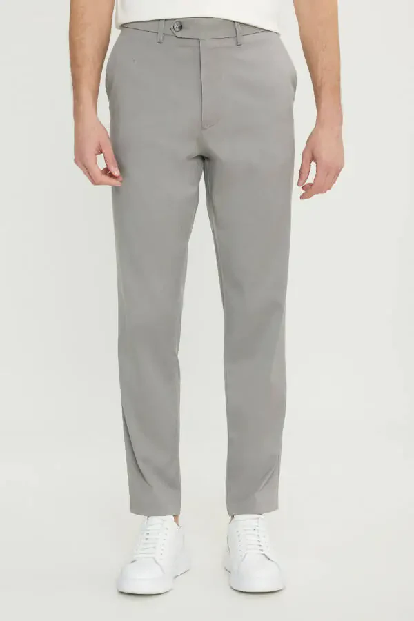 Paxtalik Slim Fit Tor Keng Yon Cho'ntak Elastik Kundalik Ochiq Bej Shim - 1