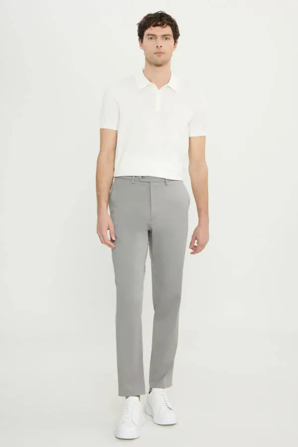 Paxtalik Slim Fit Tor Keng Yon Cho'ntak Elastik Kundalik Ochiq Bej Shim - 5