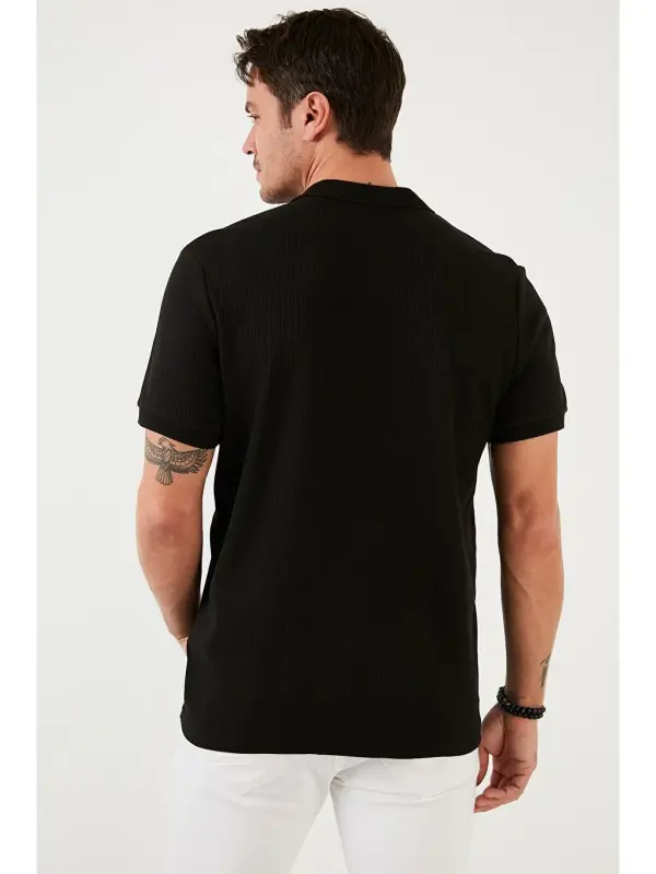 Paxtalik Slim Fit tugmachali polo ko'ylak 5902281-Qora - 6