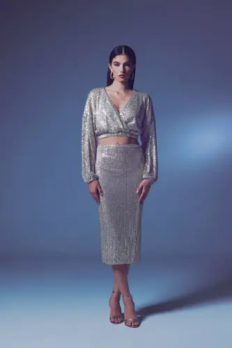 Payet Detalli Qalam Yubka - Bej-BEJ - 2