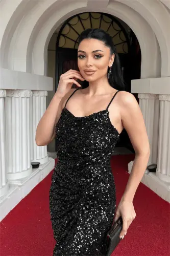 Payet Mato Orqa Ipli Baliq Kechki Libos - QORA - 4