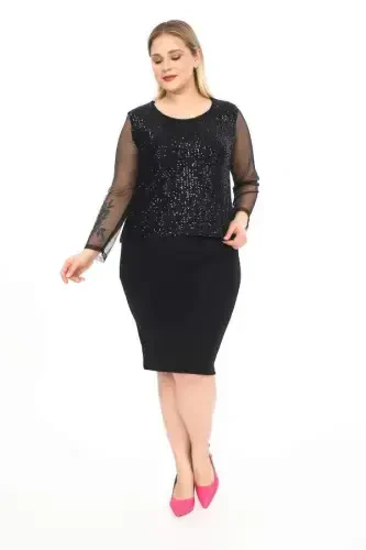 Payetli Abiye Elbise ND611 - 3