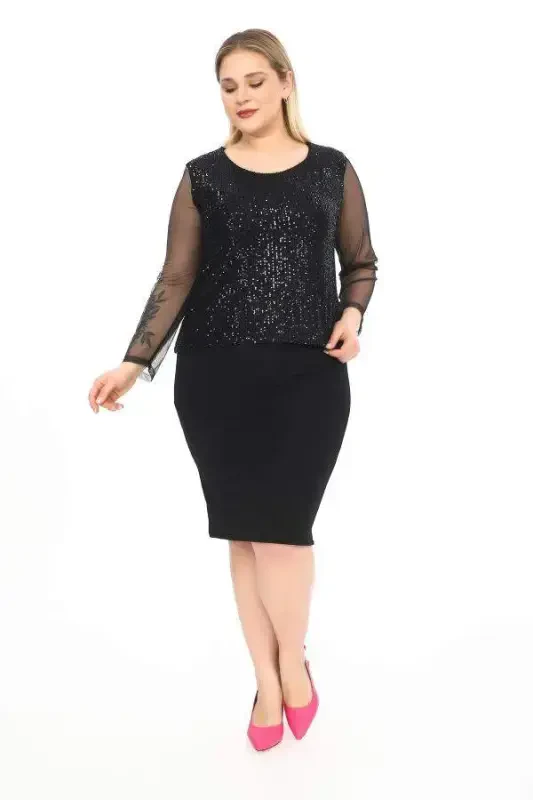 Payetli Abiye Elbise ND611 - 3