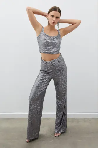 Payetli Crop Bluz - GUMUSH-GUMUSH - 5