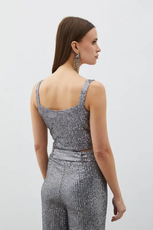 Payetli Crop Bluz - GUMUSH-GUMUSH - 7