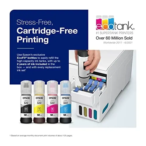 Epson Workforce ES-50 Portable Sheet-Fed Document Scanner for PC and Mac & EcoTank ET-2803 Wireless Color All-in-One Cartridge-Free Supertank Printer with Scan - 6