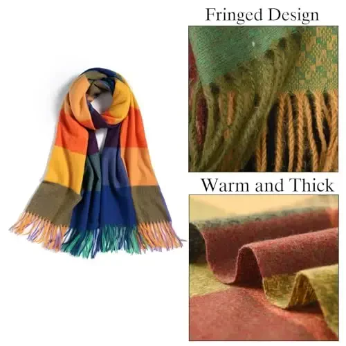 PCIQUTE Ayollar uchun mo'ljallangan sun'iy kashmir sharf - Ultra yumshoq, iliq qishki ro'mol, klassik katakli naqshli Rojdestvo sovg'asi uchun ideal - 3