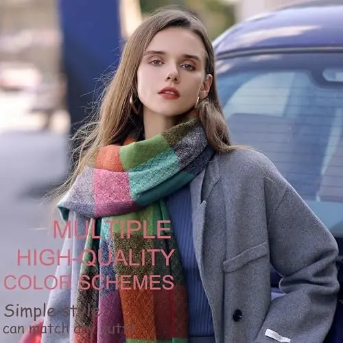 PCIQUTE Ayollar uzun katakli adyol sharf katta hajmli qishki kuzgi issiq katta tartan sharflar ro'mol ayollar uchun sovg'alar - 4