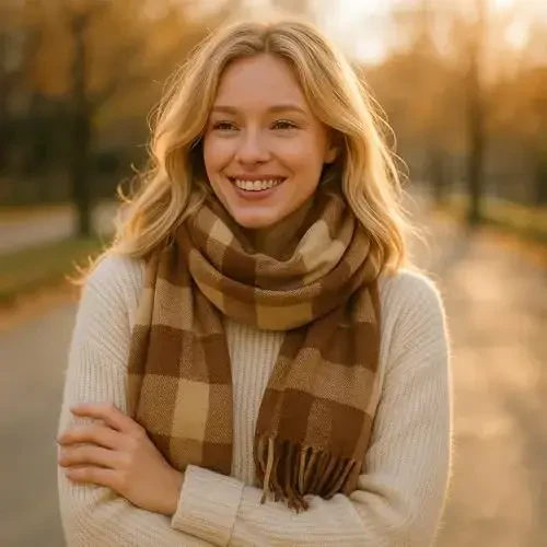 PCIQUTE Women's Faux CasModazoneere Plaid Scarf - Ultra Soft, Warm Winter Wrap with Classic Checkered for Ideal Christmas Gift - 6