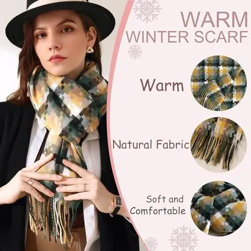 PCIQUTE Classic Plaid Scarf - Warm Large Oversized Scarves Shawl Wrap Gift for Women - 3