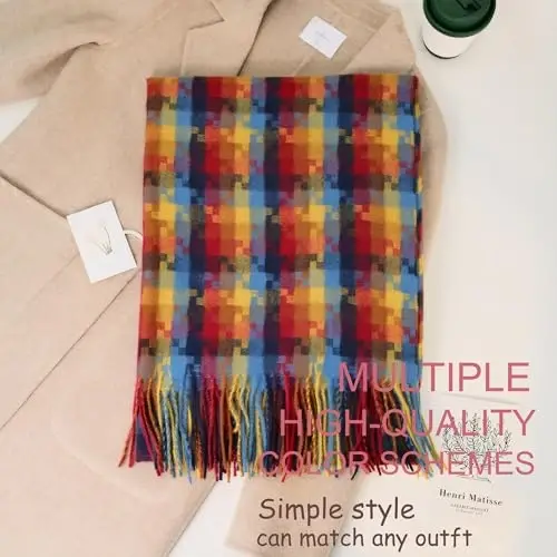 PCIQUTE Women's Long Plaid Blanket Scarf Chunky Oversized Winter Fall Warm Big Tartan Scarves Wrap Shawl Ladies Gifts - 4
