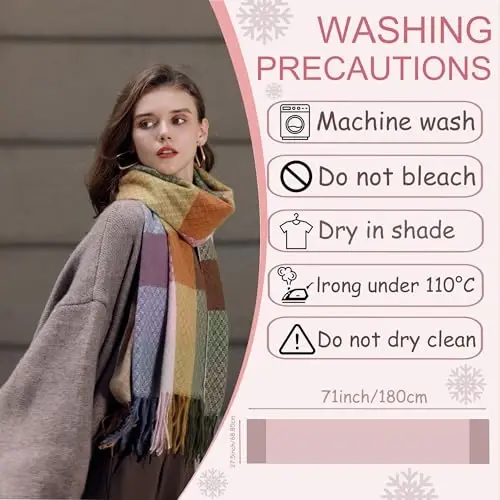 PCIQUTE Women's Long Plaid Blanket Scarf Chunky Oversized Winter Fall Warm Big Tartan Scarves Wrap Shawl Ladies Gifts - 2