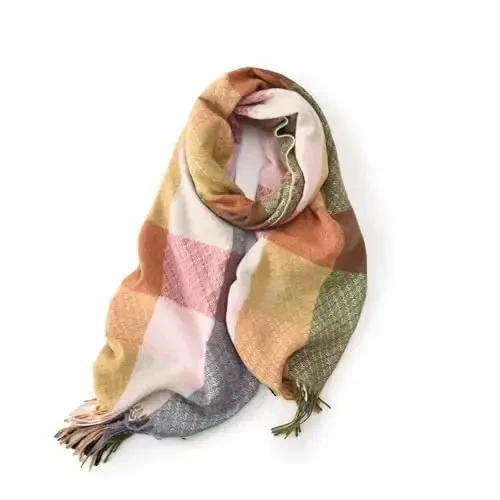 PCIQUTE Women's Faux CasModazoneere Plaid Scarf - Ultra Soft, Warm Winter Wrap with Classic Checkered for Ideal Christmas Gift - MODAZONE