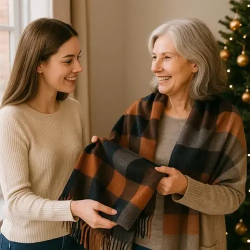 PCIQUTE Women's Long Plaid Blanket Scarf Chunky Oversized Winter Fall Warm Big Tartan Scarves Wrap Shawl Ladies Gifts - 7