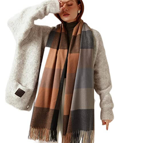 PCIQUTE Tartan Plaid Scarves for Women Winter, Long Scarves for Women with Fringe, Super Soft Scarf for Women Winter - 1