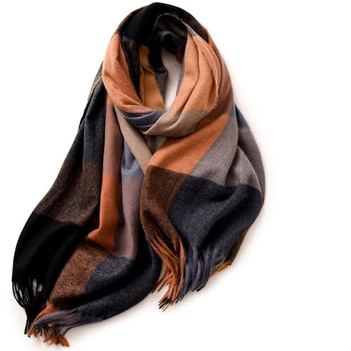 PCIQUTE Tartan Plaid Scarves for Women Winter, Long Scarves for Women with Fringe, Super Soft Scarf for Women Winter - 7