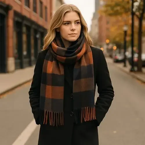 PCIQUTE Tartan Plaid Scarves for Women Winter,Long Scarves for Women with Fringe,Super Soft Scarf for Women Winter - 5