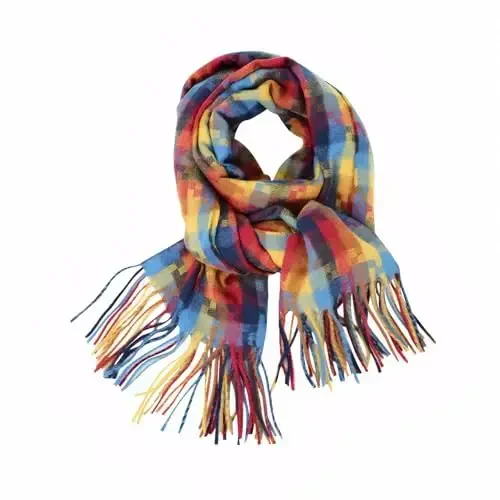 PCIQUTE Women's Faux CasModazoneere Plaid Scarf - Ultra Soft, Warm Winter Wrap with Classic Checkered for Ideal Christmas Gift 