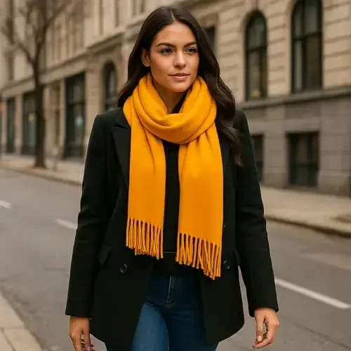 PCIQUTE Women's Faux CasModazoneere Plaid Scarf - Ultra Soft, Warm Winter Wrap with Classic Checkered for Ideal Christmas Gift - 5