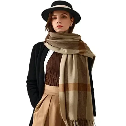 PCIQUTE Women's Faux CasModazoneere Plaid Scarf - Ultra Soft, Warm Winter Wrap with Classic Checkered for Ideal Christmas Gift - MODAZONE