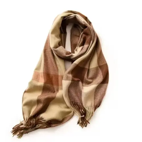 PCIQUTE Women's Faux CasModazoneere Plaid Scarf - Ultra Soft, Warm Winter Wrap with Classic Checkered for Ideal Christmas Gift - 1
